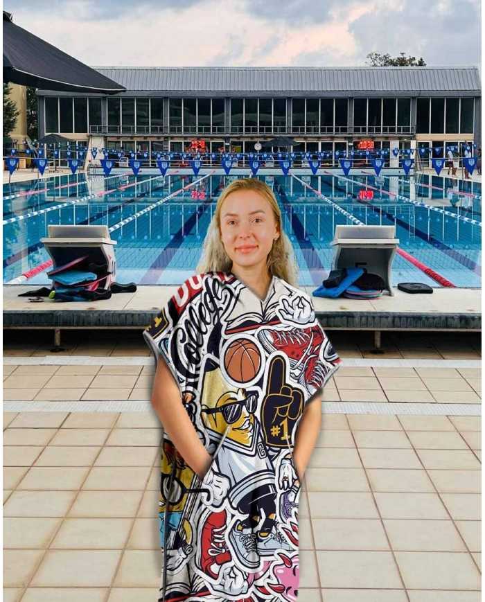 Unisex Havlu Panço - Hızlı Kuruyan Kapüşonlu Bornoz | Sporsuit