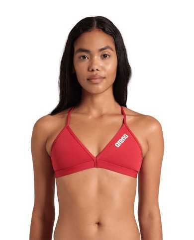 Arena Team Solid Kadın Bikini Üstü– Kırmızı, Klora Dayanıklı
