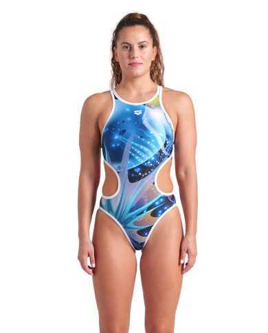 Arena W One Print Swimsuit Tech Back Kadın Antrenman Mayosu