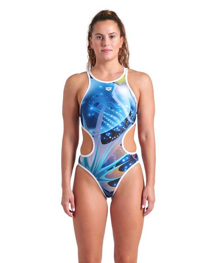 Arena W One Print Swimsuit Tech Back Kadın Antrenman Mayosu