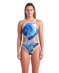 Arena W One Print Swimsuit Tech Back Kadın Antrenman Mayosu