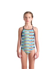 Arena G Racing Stripe Swimsuit Lightdrop Back Kız Çocuk Mayosu
