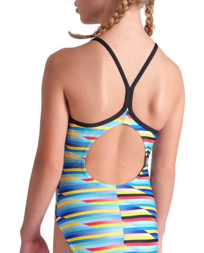 Arena G Racing Stripe Swimsuit Lightdrop Back Kız Çocuk Mayosu