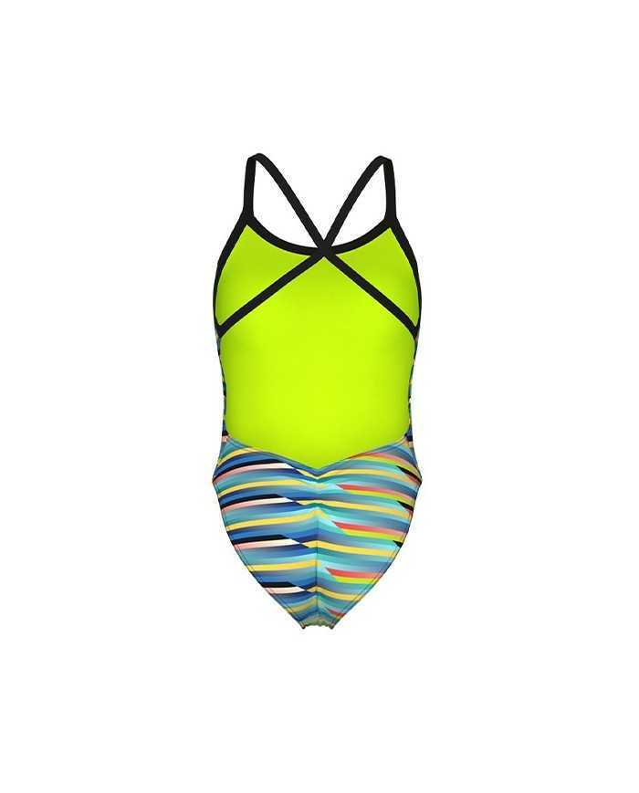 Arena G Racing Stripe Swimsuit Lightdrop Back Kız Çocuk Mayosu