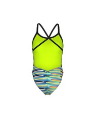 Arena G Racing Stripe Swimsuit Lightdrop Back Kız Çocuk Mayosu