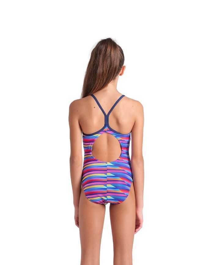 Arena G Racing Stripe Swimsuit Lightdrop Back Kız Çocuk Mayosu
