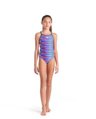 Arena G Racing Stripe Swimsuit Lightdrop Back Kız Çocuk Mayosu