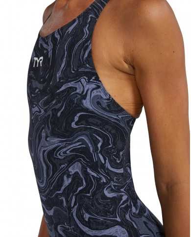 TYR Kadın Yarış Mayosu Thresher Open Back Gri/Siyah