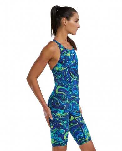 TYR Kadın Yarış Mayosu Thresher Open Back Mavi