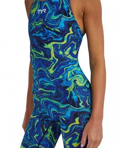 TYR Kadın Yarış Mayosu Thresher Open Back Mavi