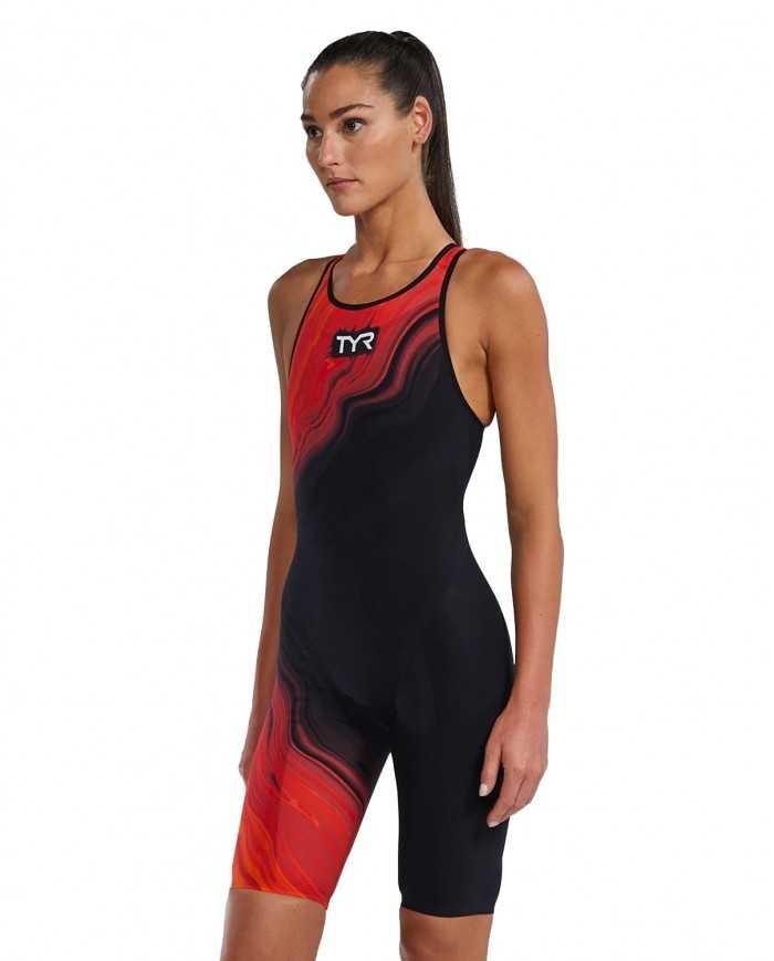 TYR Kadın Yarış Mayosu Venzo Siyah/Kırmızı
