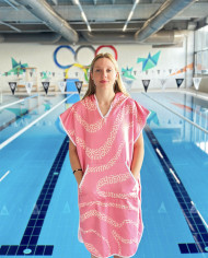 Dexel Unisex Havlu Panço Yüzücü Yarış Antrenman Havuz ve Deniz İçin Kapüşonlu Bornoz