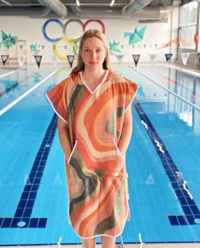 Dares Unisex Havlu Panço Yüzücü Yarış Antrenman Havuz ve Deniz İçin Kapüşonlu Bornoz