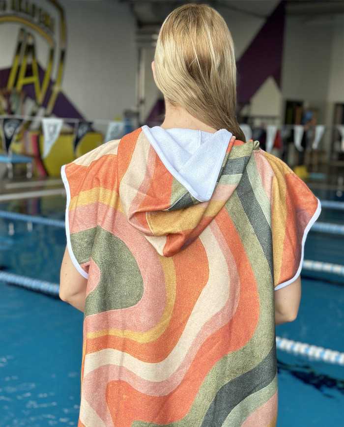 Dares Unisex Havlu Panço Yüzücü Yarış Antrenman Havuz ve Deniz İçin Kapüşonlu Bornoz