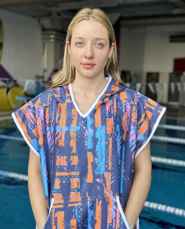 Movar Unisex Havlu Panço Yüzücü Yarış Antrenman Havuz ve Deniz İçin Kapüşonlu Bornoz