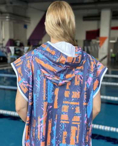 Movar Unisex Havlu Panço Yüzücü Yarış Antrenman Havuz ve Deniz İçin Kapüşonlu Bornoz