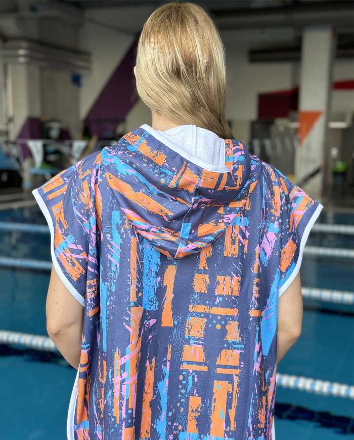 Movar Unisex Havlu Panço Yüzücü Yarış Antrenman Havuz ve Deniz İçin Kapüşonlu Bornoz