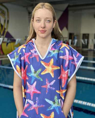 Stary Unisex Havlu Panço Yüzücü Yarış Antrenman Havuz ve Deniz İçin Kapüşonlu Bornoz