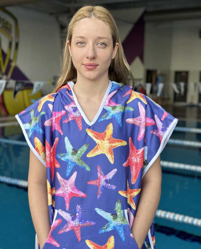 Stary Unisex Havlu Panço Yüzücü Yarış Antrenman Havuz ve Deniz İçin Kapüşonlu Bornoz