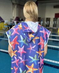 Stary Unisex Havlu Panço Yüzücü Yarış Antrenman Havuz ve Deniz İçin Kapüşonlu Bornoz