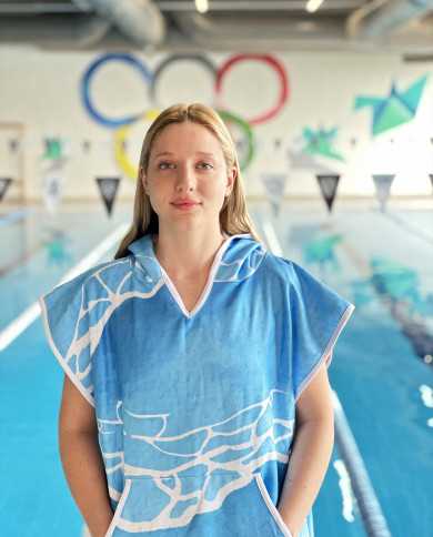 Velor Unisex Havlu Panço Yüzücü Yarış Antrenman Havuz ve Deniz İçin Kapüşonlu Bornoz