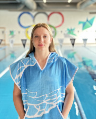 Velor Unisex Havlu Panço Yüzücü Yarış Antrenman Havuz ve Deniz İçin Kapüşonlu Bornoz