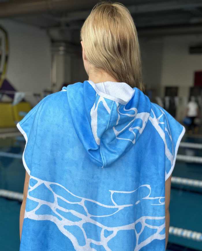 Velor Unisex Havlu Panço Yüzücü Yarış Antrenman Havuz ve Deniz İçin Kapüşonlu Bornoz