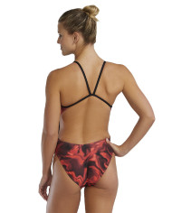 TYR Kadın Cutoutfit Antrenman Mayosu Waveform Kırmızı