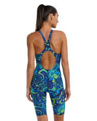 TYR Kadın Yarış Mayosu Thresher Open Back Mavi