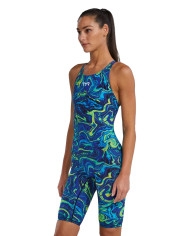 TYR Kadın Yarış Mayosu Thresher Open Back Mavi