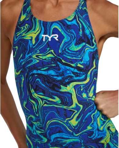 TYR Kadın Yarış Mayosu Thresher Open Back Mavi