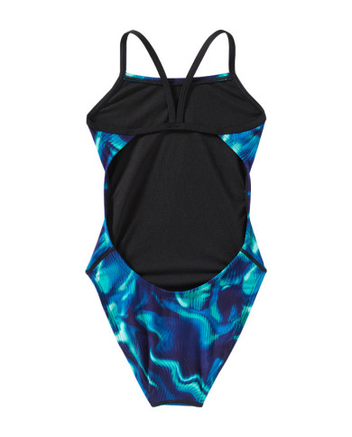 TYR Kız Çocuk Cutoutfit Antrenman Mayosu Waveform Mavi Yeşil