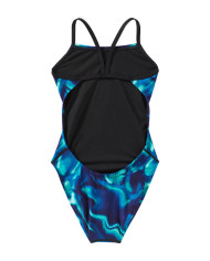 TYR Kız Çocuk Cutoutfit Antrenman Mayosu Waveform Mavi Yeşil