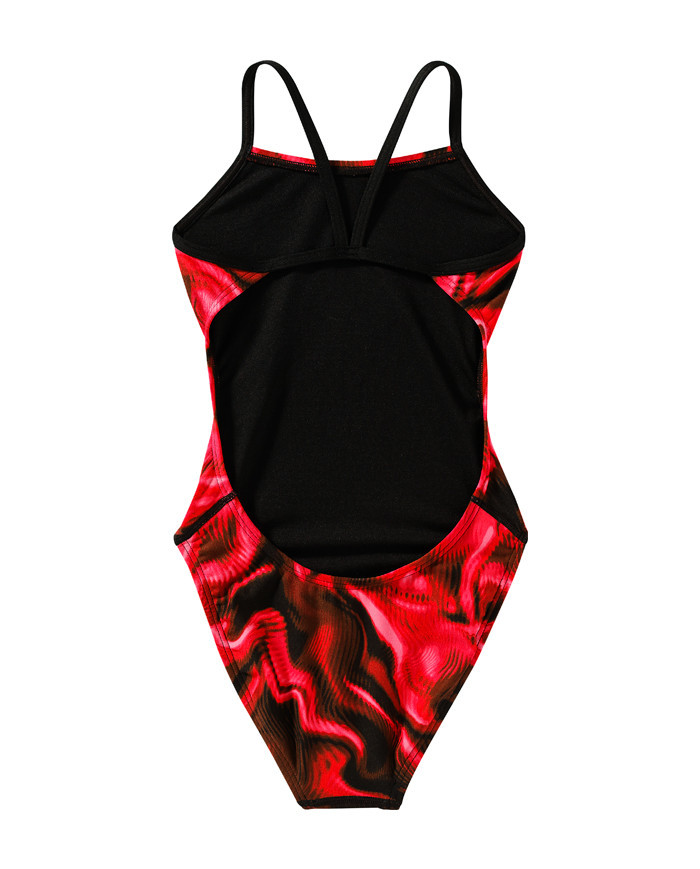 TYR Kız Çocuk Cutoutfit Antrenman Mayosu Waveform Kırmızı