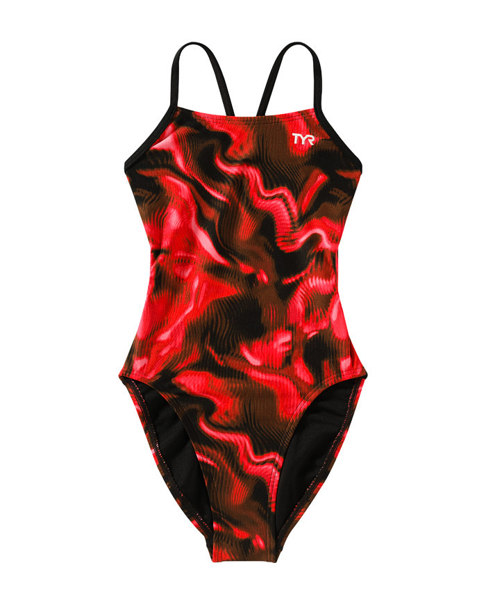 TYR Kız Çocuk Cutoutfit Antrenman Mayosu Waveform Kırmızı