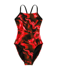 TYR Kız Çocuk Cutoutfit Antrenman Mayosu Waveform Kırmızı