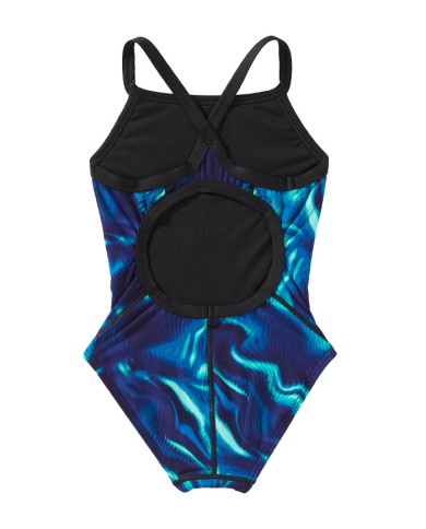 TYR Kız Çocuk Diamondfit Antrenman Mayosu Waveform Mavi Yeşil