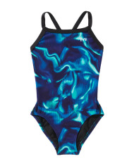 TYR Kız Çocuk Diamondfit Antrenman Mayosu Waveform Mavi Yeşil