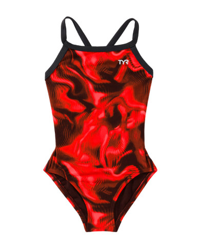 TYR Kız Çocuk Diamondfit Antrenman Mayosu Waveform Kırmızı