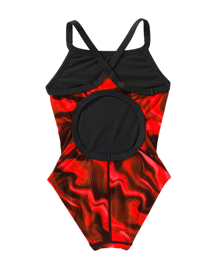 TYR Kız Çocuk Diamondfit Antrenman Mayosu Waveform Kırmızı