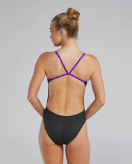 TYR Kadın Cutoutfit Antrenman Mayosu Hexa Siyah Mor