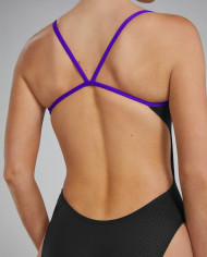 TYR Kadın Cutoutfit Antrenman Mayosu Hexa Siyah Mor