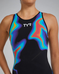 TYR Kadın Yarış Mayosu Venzo Açık Sırt Kızıl Kırmızı Turkuaz Mavi