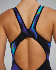 TYR Kadın Yarış Mayosu Venzo Açık Sırt Kızıl Kırmızı Turkuaz Mavi