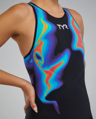 TYR Kadın Yarış Mayosu Venzo Açık Sırt Kızıl Kırmızı Turkuaz Mavi