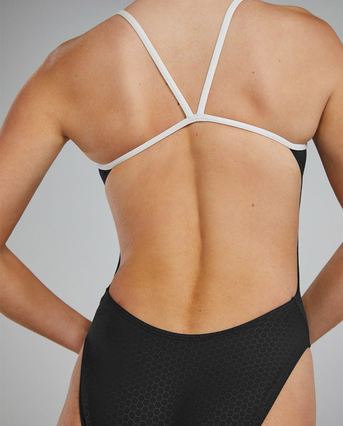 TYR Kadın Cutoutfit Antrenman Mayosu Hexa Siyah Beyaz