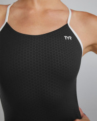 TYR Kadın Cutoutfit Antrenman Mayosu Hexa Siyah Beyaz