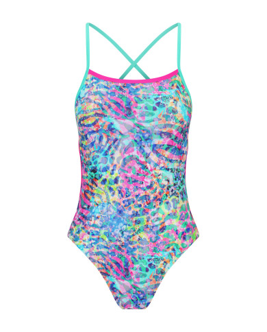 Amanzi Kız Çocuk Antrenman Mayosu Bağlamalı Sırt Tek Parça Tigress