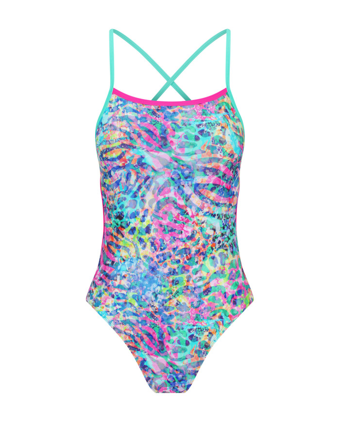 Amanzi Kız Çocuk Antrenman Mayosu Bağlamalı Sırt Tek Parça Tigress