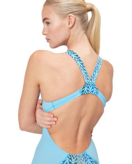 Speedo LZR Ignite Kneeskin Kadın Yarış Mayosu Mavi Kırmızı